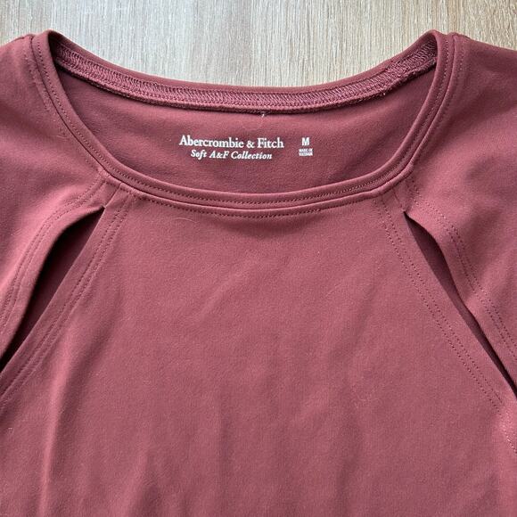 Abercrombie & Fitch Womens Cutout Long Sleeve Soft Bodysuit Maroon Size M - Picture 2 of 5